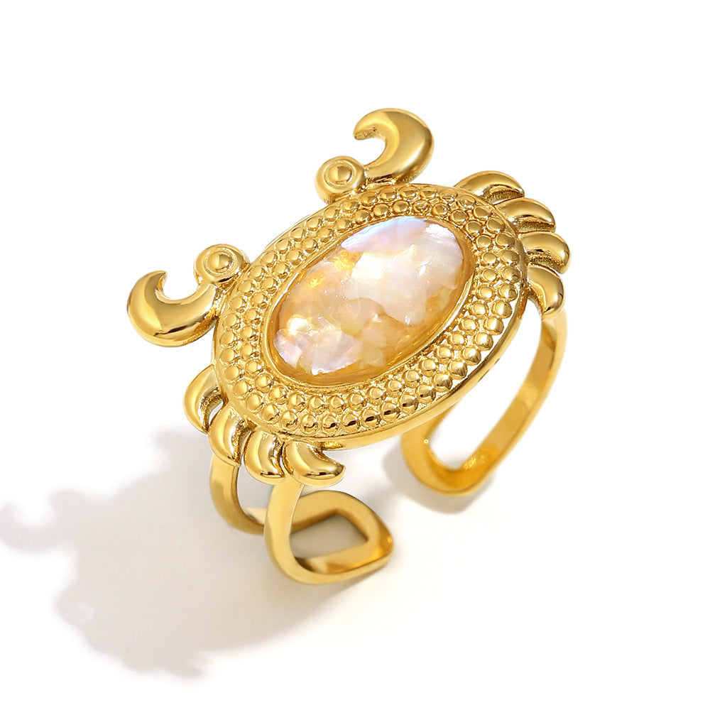 Wholesale Stainless steel 18K gold plated cross-line open ring